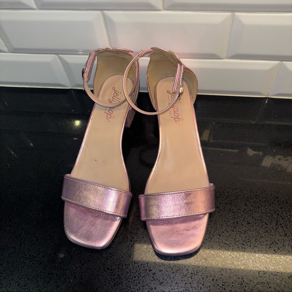 Jellypop Girls Metallic Pink Ankle Strap Sandals